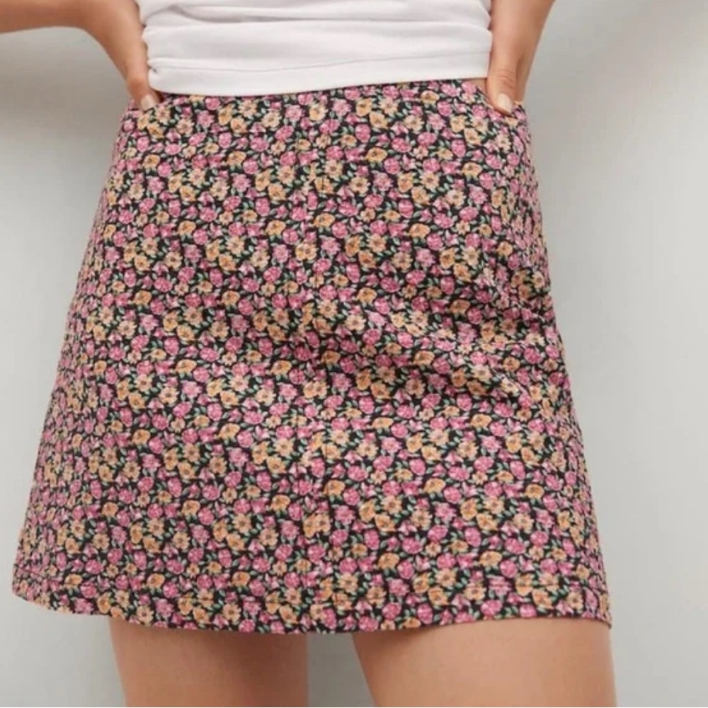 MANGO floral mini skirt high waisted